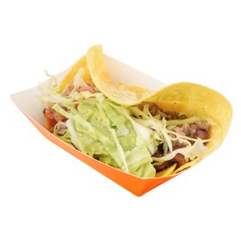 Restaurantware Bio Tek 6 Ounce Boat Paper Boats 50 Disposable #40 Food Trays - PE Lining Durable Tangerine Paper Food Baskets For Concession Stands Picnics or Fairs Stackable