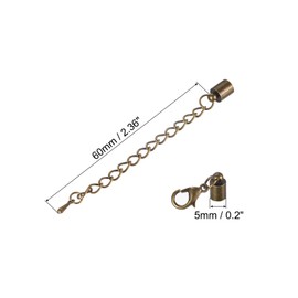 sourcing map 10Sets 5mm Leather Cord End Caps with Lobster Clasps & Extender Chain for DIY Making Bracelets, Bronze Tone