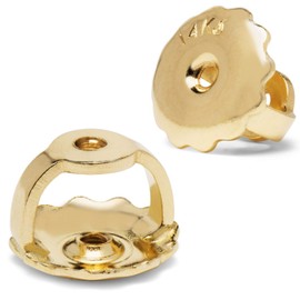 Everyday Elegance Solid 14K Yellow Gold Two Earring Back Replacement | Threaded Screw on Screw Off Hypoallergenic Earring Back | Earring Back Locking | 1 Pair | Post Size Large .040" | with Gift Box