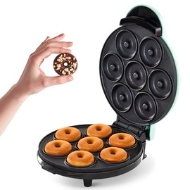 DASH Mini máquina para hacer donas para desayunos, aperitivos, postres y más aptos para niños, con superficie antiadherente, hace 7 donuts - Aqua
