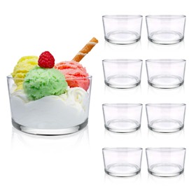 SNOMEL 8 Pieces Clear Small Trifle Bowl Cups Set, 6.76 OZ Serving Mini Glass Dessert Bowls Modern Design, Crystal Trifle Dish Centerpiece Decorative for Ice Cream Salad Fruit Cakes Party Pudding