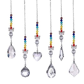 Firtink Window Hanging Crystal, 6 PCS Crystal Suncatchers Beads Chain Sphere Chandelier Lamps Light Pendant Curtain Wedding Decoration Gift