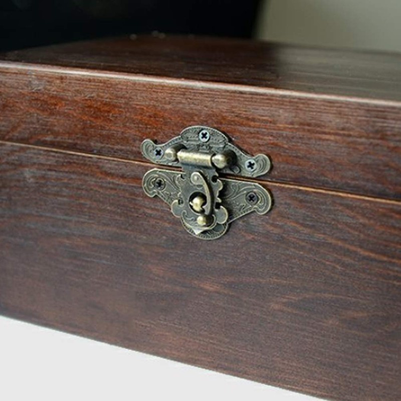 Antique Embossing Latch Haspe Verschluss Lock Holz Case Hasp Latch