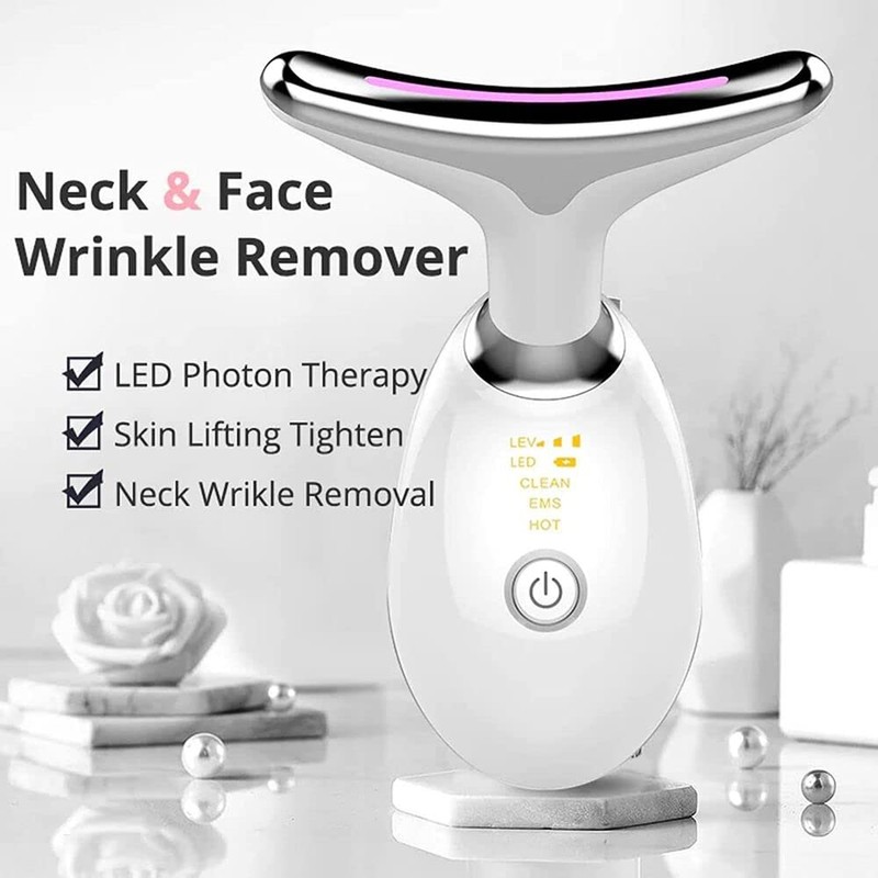 Micro-Glow Portable Handset,Neck Face Firming Wrinkle Removal Tool (White)