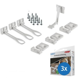 reer Cabinet and Drawer Lock with Mounting Aid | Easy One-Hand Operation | Screw Mounting | Integrated Clamping Protection | Pack of 3 | Colour: White