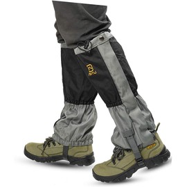 Hmseng Hiking Gaiters, Leg Gaiters for Men Women. 600D Oxford Lightweight Durable Snow Gaiters with Waterproof Zipper or Mountain Snow, Hiking, Skiing, Walking, Climbing, Hunting-Black