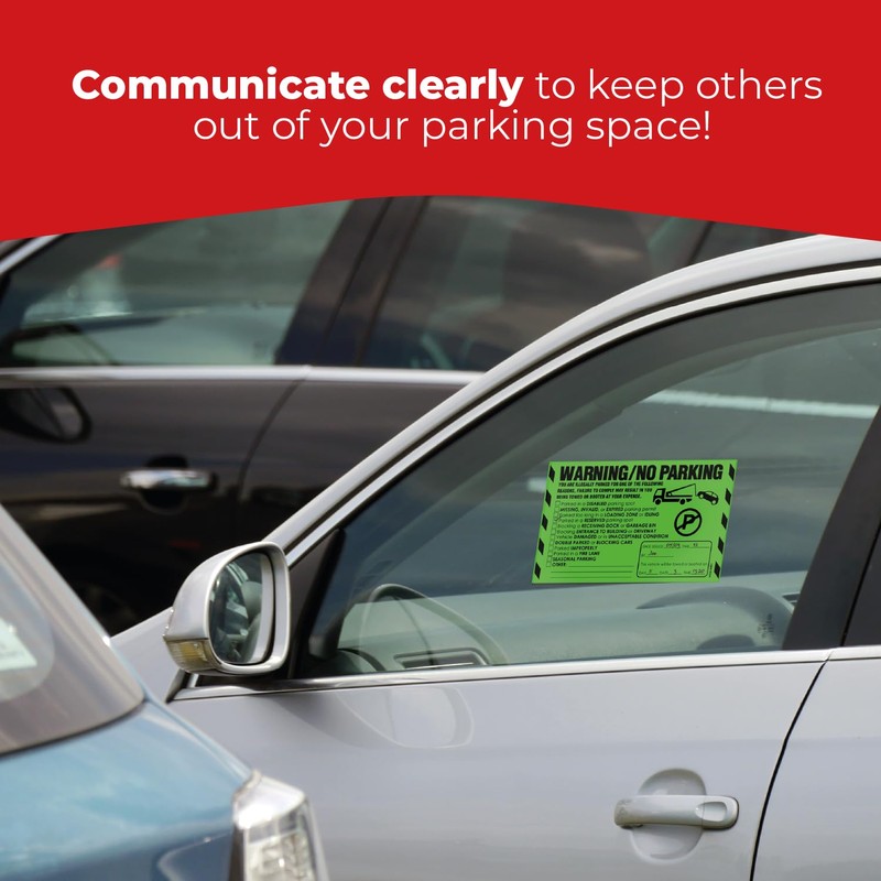 Parking Violation Stickers for Cars (Fluorescent Green) - 100 Illegal