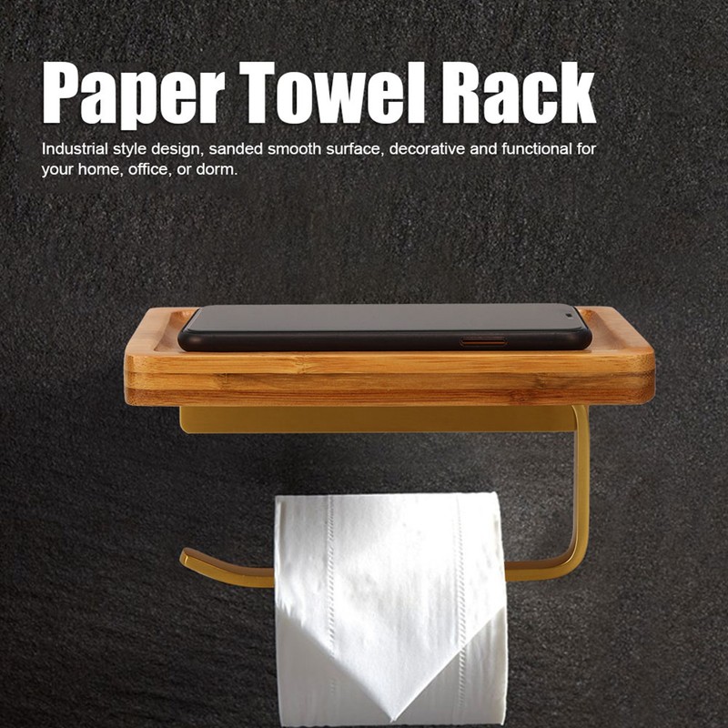 Wall Mounted Paper Towel Holder Tissue Roll Paper Rack Organizer