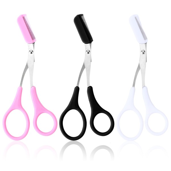 WLLHYF 3 Pieces Eyebrow Shaping Cutting Scissors Trimmer with Removable