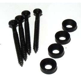 set of 4 guitar neck joint bushing/washers in black including screws 12mm dia