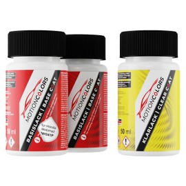 MOTIONCOLORS Fadless White Pearl NH341P für Honda Motorrad Motorradlack Lackstift Set Grundlack Basislack Klarlack je 50ml