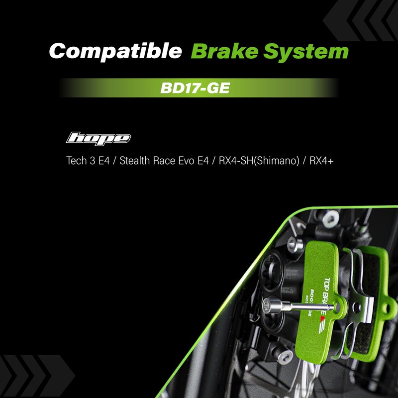 TOP BRAKE Scheibenbremsbeläge kompatibel mit Hope Tech E4, M4, RX4+,