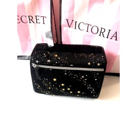 Victoria's Secret Travel Hanging Toiletry Cosmetic Makeup Bag Black Stars NWT