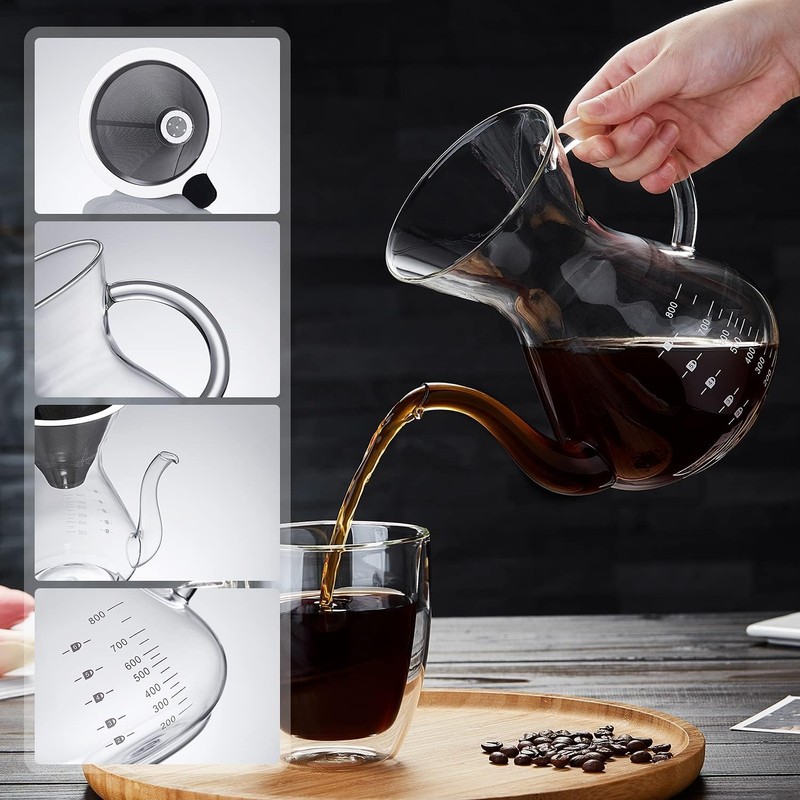 Pokaloti Coffee Server, Heat Resistant Glass, Coffee Pitcher, 33.8 fl