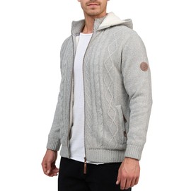 Indicode Men's INRandolph Cardigan with Hood and Zip | Cardigan Fine Knitted Jacket for Men, Lt grey