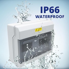 MAKERELE 12 Way Outdoor Small Breaker Box ABS Plastic Transparent Cover Waterproof Power Distribution Box with Transparent Cover and DIN Rail Enclosure 10.63 x 4.33 x 9.06 inch