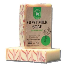 Honey Sweetie Acres Fresh Off The Goat All Natural Moisturizing 5 Oz Bar Of Handmade Peppermint Goat Milk Soap