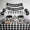 196Pcs Black White Checkered Race Car Party Supplies for 24