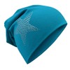 Miobo Children's Slouch Beanie Hat, Cotton, Rhinestone Star, turquoise