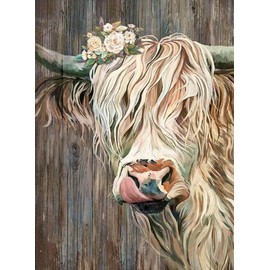 SYMON Cross Stitch Kits for Adults,Highland Cow,11CT Counted Printed Cross Stitch Kits,15.74 ×19.68 Inch