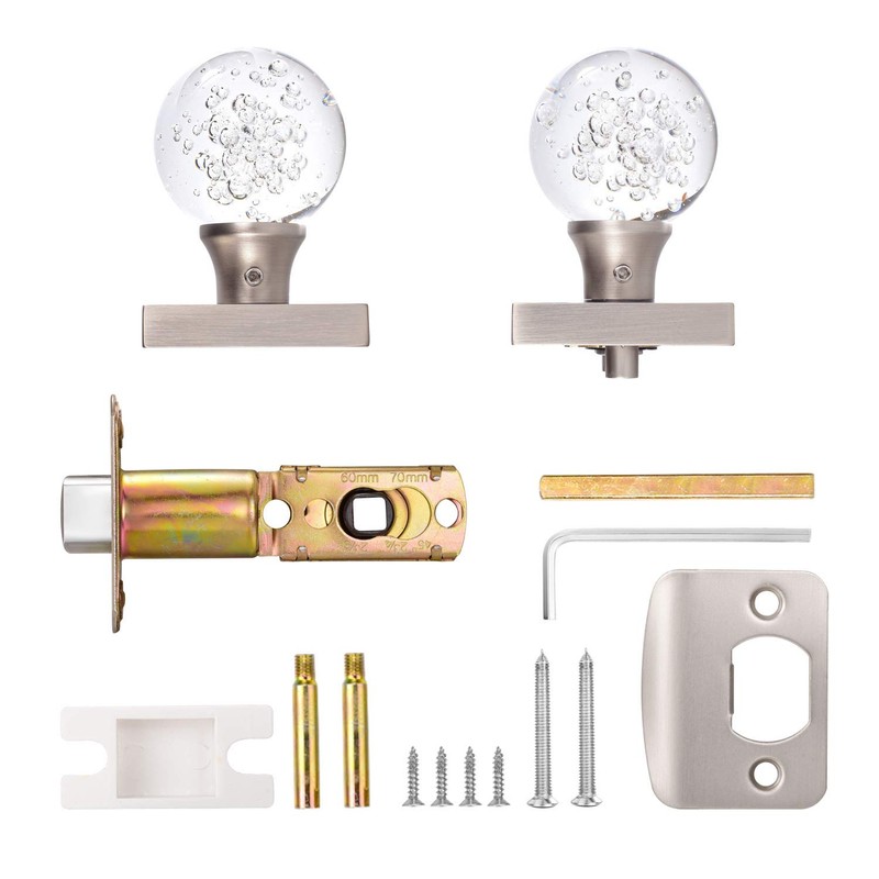 HIEMEY Passage Hall Closet Door Knobs Interior, Round Clear Bubble