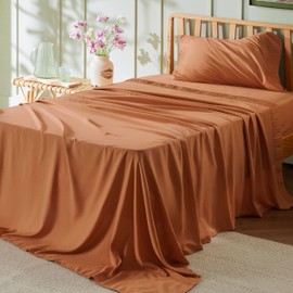 Bedsure Twin XL Sheet Sets Dorm Bedding - 3 Pieces Soft Extra Long Twin Sheets, Hotel Luxury, Easy Care Microfiber for Women, Men, Kids and Teens, Terracotta