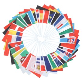 BESPORTBLE World Flags on Stick, 40 Nations Countries Flags Double-Sides Fabric Hand Held with 30cm White Pole for Sports Event Garden Street Party Decoration