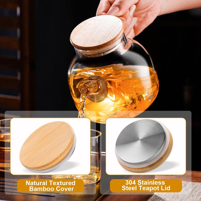 PARACITY Glass Teapot Stovetop 20 OZ/600ml, Borosilicate Clear Tea Kettle
