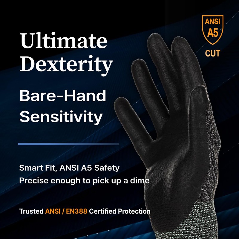 DEX FIT Level 5 Cut Resistant Gloves Cru553, 3D-Comfort Fit,