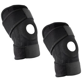 KAV Neoprene Knee Brace Adjustable Arthritis Joint Pain ACL Tear Meniscus Tear Runner Running Patella Knee Brace with Straps for Men Women Black Pads 2 Pack