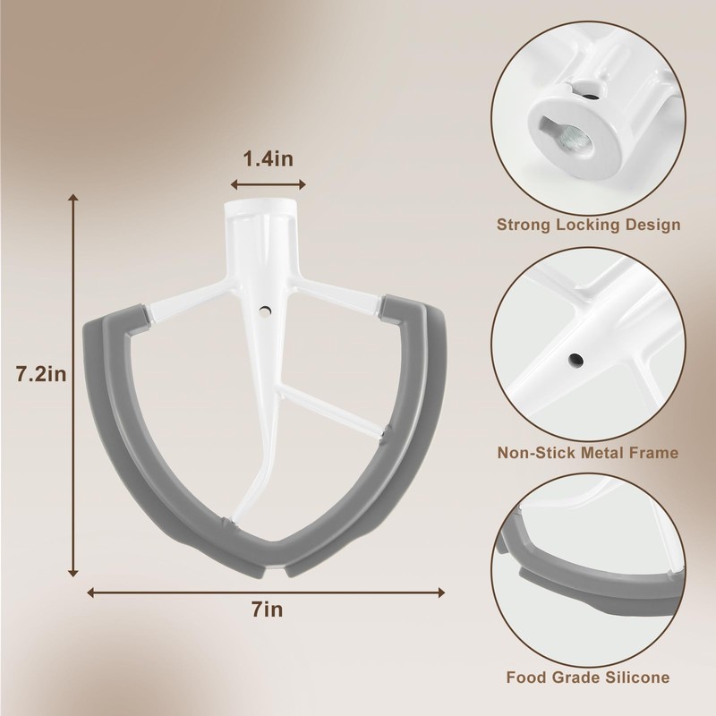 Flex Edge Beater for KitchenAid 6 QT Bowl-Lift Stand Mixers
