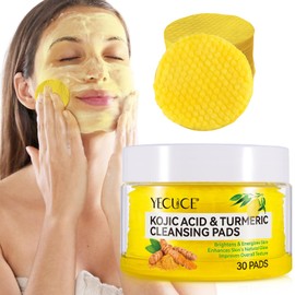 Kojic Acid Cleansing Pads,Kojic Acid and Turmeric Cleansing Pads for Face & Body,Helps Balance Skin Oil And Water, Gentle & Non-Irritating,Natural Ingredients,All Skin Types(30Pads)