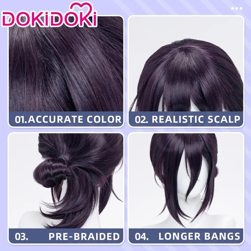 KIRA KIRA Anime Cosplay Wig Women 35cm Deep Purple Ponytail