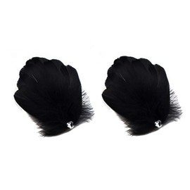 2 x Girls Heart Shaped Feather Hair Clips Headpiece Party Hair Clips Hair Accessories Bridal Wedding Feather Fascinator (Black)