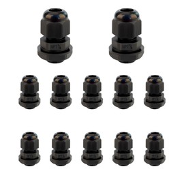 ZCLGOOD 10PCS 1/4" NPT Black Cable Glands, IP68 Waterproof Nylon Strain Relief Cord Grips, Adjustable 3-6.5mm Wire Connectors with Rubber Gaskets & Locknuts for Junction Box Electrical Fittings