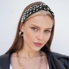 YISSION Pearl Knotted Headband Non Slip Leather Beaded Headbands for