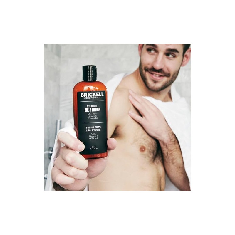 Brickell Mens Products Deep Moisture Body Lotion, 8 Ounce