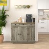 HOMCOM Sideboard with Solid Wood Countertop, Modern Kitchen Storage Cabinet,