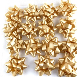 Worlds Gold Confetti Gift Bows Star Gift Bows for Christmas Gift Wrap Bows 3-3/4" Inch(15 Pack)