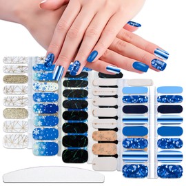 WOKOTO 5 Sheets Flower Starts Nail Polish Strips for Women Girls Mixed Designs Nail Polish Stickers Full Nail Wraps Gel Nail Strips Wraps Sticker Nails for Women Stick On Nail Polish Wraps for Nails