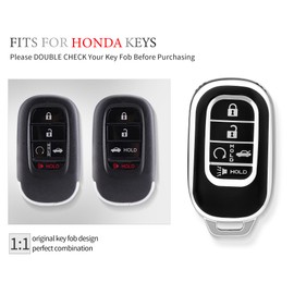 OFFCURVE Key Fob Cover for Honda, Special Car Key Case Compatible with 2022 2023 Honda Civic Accord HR-V CR-V Pilot Sport SI EX EX-L Touring 5 Buttons Smart Key Protector Car Accessories, Black