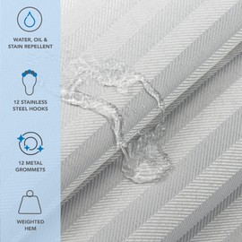 Arkwright Bathroom Shower Curtain Set - Stainless 12 Metal Hooks, Modern Damask Woven Washable Fabric with Weighted Hem & Rust-Proof Grommets, 210 GSM Heavy Duty, 72 x 72 in, Light Grey