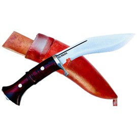 Gurkha Kukri Knife Fixed Blade 4.25 IN Panawal Ankhola Overall 9 IN Khukuri Leather Sheath & Blocker on Handle, Hand-Hamerred In Nepal