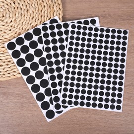 Hpmjz 1740 Pcs Self-Adhesive Screw Hole Stickers Dustproof Caps Wood Stickers PVC Screw Covers Caps Sticker 18 Sheets Black Screws Covers Sticker 12 mm/15 mm/21 mm for Furniture Wall Cabinet Desk