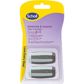 Scholl Replacement Rollers 2-in-1 Exfoliator & Straightener - Foot Rasp Refill - Change Every 3 Months for Optimal Results - Pack of 2