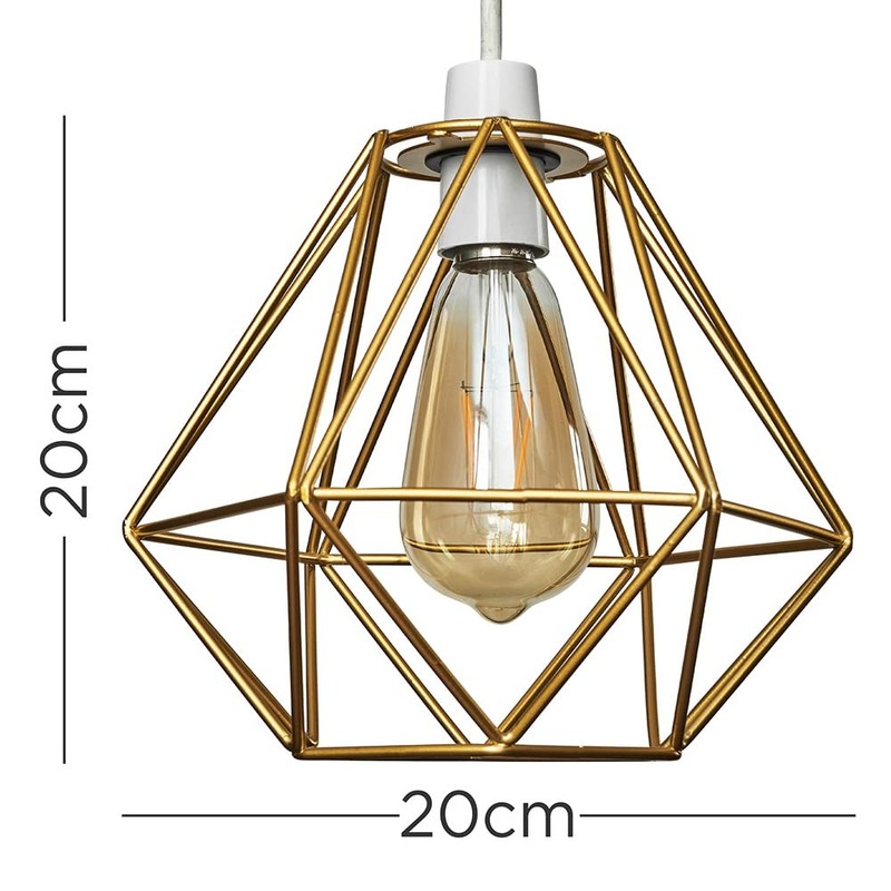 MiniSun Retro Style Gold Metal Basket Cage Ceiling Pendant Light