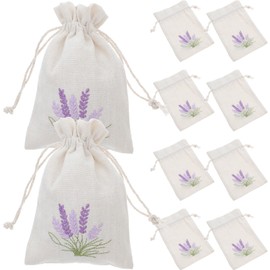 Veemoon 10pcs Lavender Cotton Cloth Bags Natura Lavender Sachets Empty Aromatherapy Bags with Drawstring, Can Refillable for Spice, Dry Flower, Aromatic Plants (5.5 * 3.93 Inch) (S)
