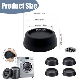 4Pcs Anti-Vibration Rubber Feet for Washing Machine & Dryer - Non-Slip Stabilizer Pads to Reduce Noise & Movement (Grey)