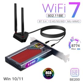 FENVi Tarjeta WiFi 7 PCIe para computadora, adaptador de tribanda de 9.3 Gbps con Bluetooth 5.4, banda de 6 GHz para juegos y transmisión, compatible con Windows 10/11 64 bits (no compatible con la