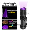 MHUITW 2pzs Linterna Táctica UV LED 395nm con Zoom y